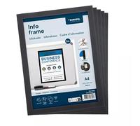 Europel Magnetic Information Frame A4 Black, Set of 5, Magnetic Document Holder for Whiteboards, Metal Surfaces and Machines, Quick Document Change, Sturdy Info Frame for Office, School and Hospitalit
