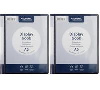 EUROPEL Presentation Front View Display Book (20 Transparent Pockets), A5 Front Page Portfolio, Project Display Folder for Meetings & Conferences, Poly Clear Pocket Folder, Black (Pack of 2)