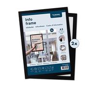 EUROPEL Self-adhesive magnetic info frame from PVC, A3 black, set 2 pcs, removable adhesive, double sided, portrait or landscape, overall dimensions 450x327mm
