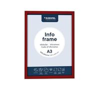 EUROPEL Self-adhesive magnetic info frame from PVC, A3 red, set 2 pcs, removable adhesive, double sided, portrait or landscape, overall dimensions 450x327mm
