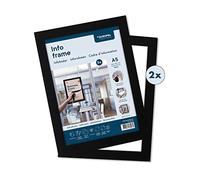 EUROPEL Self-adhesive magnetic info frame from PVC, A5 black, set 2 pcs, removable adhesive, double sided, portrait or landscape, overall dimensions 238x176mm