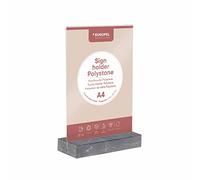 EUROPEL Sign Holder Anthracite Polystone Base Crystal Clear Acrylic A4 T Stand Two Sided Presentation Poster Menu Brochure Restaurant Hotel Conference