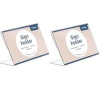 Europel-Sign Holder, L-Standard, 90x60mm, Crystal Clear Acrylic, Slanted, 350125 (Pack of 2)