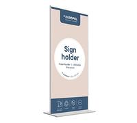 EUROPEL Sign Holder (T-Standard, 105x210mm Size, Portrait) - Clear Acrylic Construction - Double Sided Poster, Menu & Leaflet Display Holder with Acrylic Base - Free Standing Design