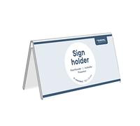 Europel-Sign Holder Tent Form, 21 x 10cm, Crystal Clear Acrylic, Double Sided, 350082.