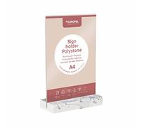 EUROPEL Sign Holder White Polystone Base Crystal Clear Acrylic A4 T Stand Two Sided Presentation Poster Menu Brochure Restaurant Hotel Conference