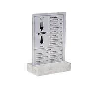 EUROPEL Sign Holder White Polystone Base Crystal Clear Acrylic A5 T Stand Two Sided Presentation Poster Menu Brochure Restaurant Hotel Conference