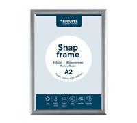 EUROPEL Snap Frame A2, Aluminium Anodised Construction and Anti-Glare Cover Clip Poster Holders for Retail and Advertising Displays Notice Sign Board Frame for Walls,Silver,25 mm