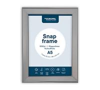 EUROPEL Snap Frame A5, 20 mm | Aluminium Anodised Construction & Anti-Glare Cover | Clip Poster Holders for Retail & Advertising Displays | Notice Sign Board Frame for Walls
