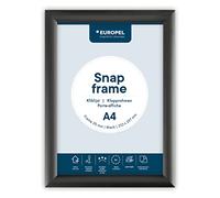 EUROPEL Snap Frame Black A4, 25 mm | Aluminium Anodised Construction & Anti-Glare Cover | Clip Poster Holders for Retail & Advertising Displays | Notice Sign Board Frame for Walls