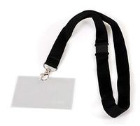EUROPEL Textile Lanyard Black with Clear PVC Card Holder (Pack of 5) | Horizontal ID Card Holder for School, Colleges, Offices & Corporate Event | 90 x 60 mm, 121280