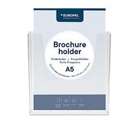 Europel Wall Mounted Brochure Holder | For A5 Size | Crystal Clear Acrylic Literature Stand & Dispenser | Booklet, Flyer & Menu Display & Dispenser for Office, Restaurants & Reception | Portrait