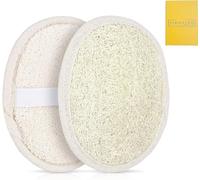 Europen M6 Set of 2 Premium Exfoliating Natural Organic Loofah Pads, Double Sided Loofah Pad Body Scrub, Exfoliating Mitt, Loofah Side and Towel Side for Deep Body Cleansing 5.5x4 inch