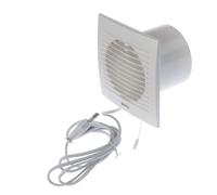 EUROPLAST Diameter 100 mm Wall Fan Exhaust Cable Switch Fan Kitchen Toilet Bathroom Plastic White