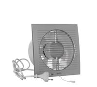EUROPLAST Diameter 150 mm Wall Fan Exhaust Cable Switch Fan Kitchen Toilet Bathroom with Plug, Colour - Silver