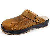 EuroRoutier Premium Leather Tucson Brown, Clogs, Safety Slippers Certificate SB+A+E+FO+SRC Brown Size: 13.5 UK