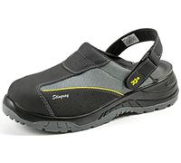 EuroRoutier Stingray Black Leather Men's Clog, Grey Black, 41 EU