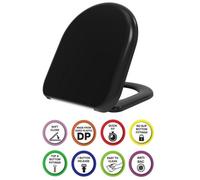 Euroshowers Anti-Bac Top Or Bottom Fix Black D One Slow Close Quick Release Toilet Seat 375X441mm
