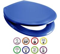 Euroshowers Anti-Bac Top Or Bottom Fix Blue Oval Soft Close Quick Release Toilet Seat 375X445mm