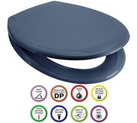 Euroshowers Anti-Bac Top Or Bottom Fix Denim Blue Oval Soft Close Quick Release Toilet Seat 375X445mm