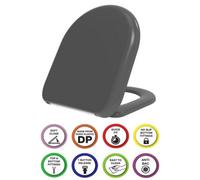 Euroshowers Anti-Bac Top Or Bottom Fix Grey D One Slow Close Quick Release Toilet Seat 375X441mm