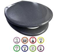 Euroshowers Anti-Bac Top Or Bottom Fix Grey Glitter Oval Soft Close Quick Release Toilet Seat 375X445mm