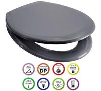 Euroshowers Anti-Bac Top Or Bottom Fix Grey Oval Soft Close Quick Release Toilet Seat 375X445mm
