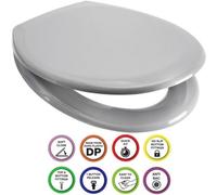 Euroshowers Anti-Bac Top Or Bottom Fix Light Grey Oval Soft Close Quick Release Toilet Seat 375X445mm