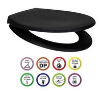 Euroshowers Anti-Bac Top Or Bottom Fix Matt Black Oval Soft Close Quick Release Toilet Seat 375X445mm