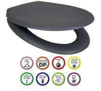 Euroshowers Anti-Bac Top Or Bottom Fix Matt Grey Oval Soft Close Quick Release Toilet Seat 375X445mm