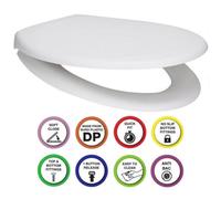 Euroshowers Anti-Bac Top Or Bottom Fix Matt White Oval Soft Close Quick Release Toilet Seat 375X445mm