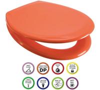 Euroshowers Anti-Bac Top Or Bottom Fix Orange Oval Soft Close Quick Release Toilet Seat 375X445mm