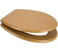Euroshowers MDF White OR MDF Oak Wood Soft Close Toilet Seat with Top Fix/Blind Hole Fittings and Two Button Quick Release Hinges (Oval Shape Oak)