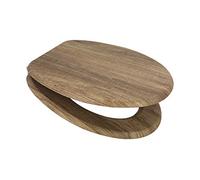 Euroshowers MDF Wood Veneer Wooden Design Toilet Seat with Chrome Bar Hinge (Rustic Oak)