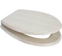 Euroshowers MDF Wood Veneer Wooden Design Toilet Seat with Chrome Bar Hinge (White Ash)