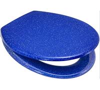 Euroshowers Rainbow Soft Close Top Fix/Blind Hole Fix/Standard Fix Toilet Seat (Blue with Silver Glitter)