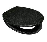 Euroshowers Rainbow Soft Close Top Fix/Blind Hole Fix Toilet Seat (Black with Silver Glitter)