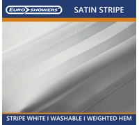 White Satin Stripe Shower Curtain Polyester Fabric - VARIOUS SIZES - STANDARD / EXTRA SHORT / EXTRA WIDE / EXTRA LONG - Machine Washable - Weighted Hem - Rustproof Eyelets (180 CM WIDE X 180 CM LONG)