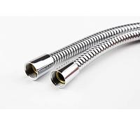 (Chrome 125cm / 1.25m) Euroshowers SuperLux Shower Hose WRAS Approved Chrome/Gold Plated Stainless Steel 11mm Bore in sizes 50cm, 75cm, 100cm, 125cm, 150cm, 175cm or 200cm