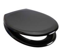 Euroshowers Top Fix Black Oval Soft Close Quick Release Toilet Seat 375X445mm