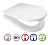 Euroshowers Top Fix White Mdf D Shape Soft Close Quick Release Toilet Seat