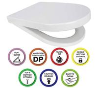 Euroshowers Top Or Bottom Fix Long D Soft Close Quick Release Toilet Seat 360X466mm
