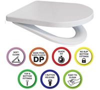 Euroshowers Top Or Bottom Fix Middle D Soft Close Quick Release Toilet Seat 365X449mm