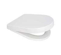 Euroshowers White Short D Soft Close Toilet Seat, 363 X 424mm, Top & Bottom Fix