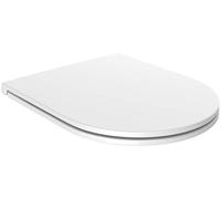 Euroshowers White Slimline Slim D Shape/Oval Shape ONE SEAT Soft Close Toilet Seat with Top Fix/Blind Hole Fittings and ONE Button Quick Release Hinges (Long D Slim)