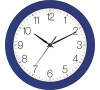 Eurotime Radio-Controlled Wall Clock, 30 cm, Blue Dark Blue, Plastic Case, Curved Real Glass, Automatic Time and Time Adjustment from Summer and Winter Time, Clear Dial, 52800-08-4