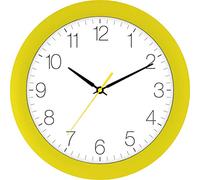 Eurotime Radio-Controlled Wall Clock, 30 cm, Yellow, Plastic Casing, Curved Real Glass, Automatic Time and Time Adjustment from Summer and Winter Time, Clear Dial, 52800-03-1