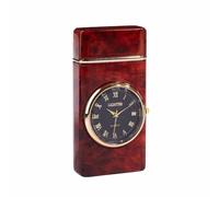 EUROtops Plasma Lighter with Clock and LED Light, Windproof Arc, USB | Rechargeable battery with LC display, metal housing in burl look, illuminated analogue clock, electric lighter