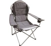 Eurotrade W Ltd Deluxe Portable Folding Camping Deck Chair Grey Black Foldable Fishing Picnic Beach Garden Patio Furniture Seat