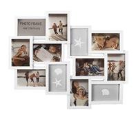 Eurotrade W Ltd White, New Large Embossed Wall Hanging Photo Frame Collage 12 Multi Picture Holder Aperture KF100099